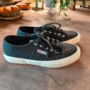 Superga Women's Black Canvas Sneakers